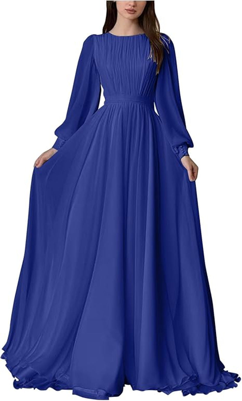 Damen Maxi-Kleid Langärmlig Spitze