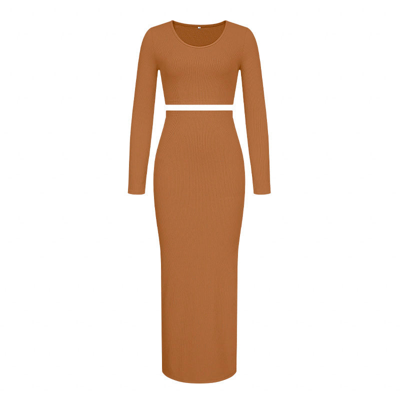 Damen Langarm-Kleid Anpassbarer Taillengürtel Norvielle