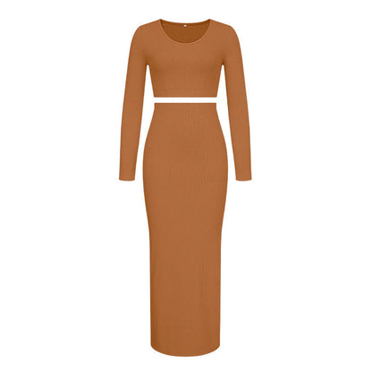 Damen Langarm-Kleid Anpassbarer Taillengürtel Norvielle