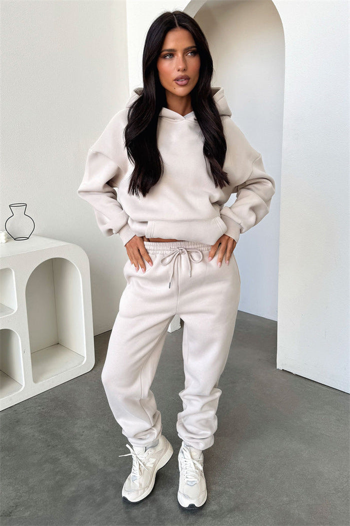 Damen Sportliches Loungewear-Set mit Kapuze und elastischem Bund