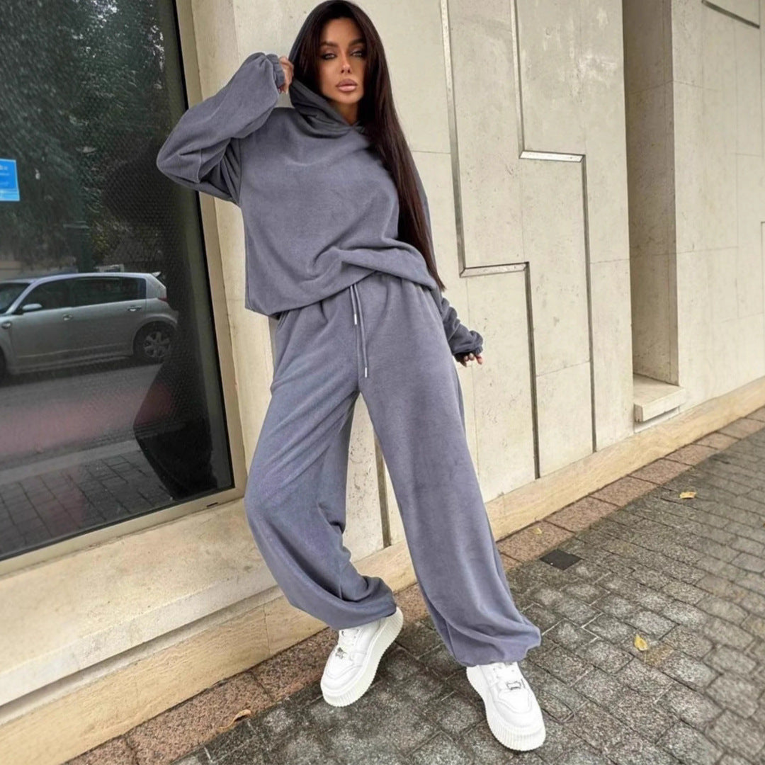 Damen Fleece-Loungewear-Set mit Taschen und lässigem Schnitt Norvielle