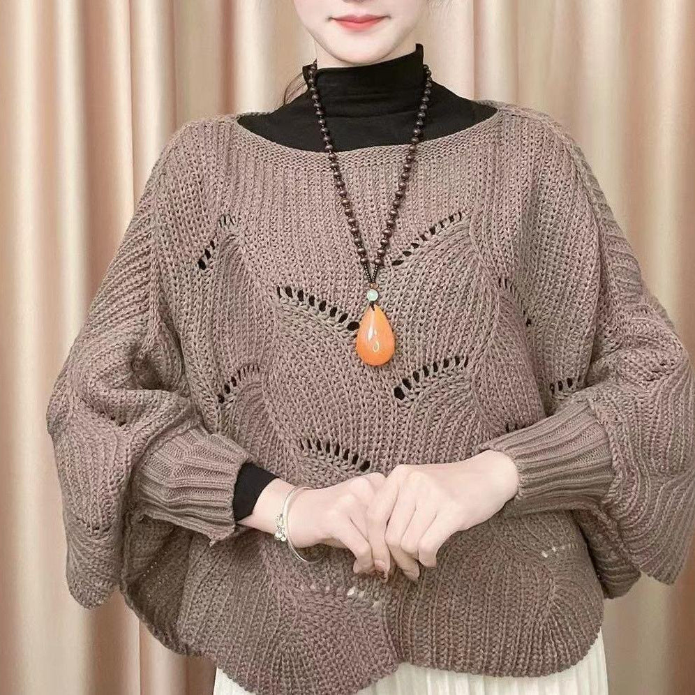 Damen Strickpullover Luftiger Look Lochmuster Norvielle