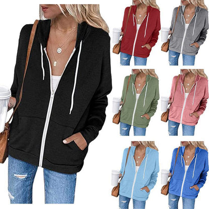 Damen Kapuzenpullover Leicht Atmungsaktives Material Taschen Schwarz - Norvielle