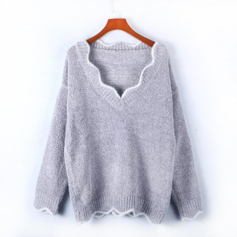Damen Strickpulli V-Ausschnitt Weich Norvielle