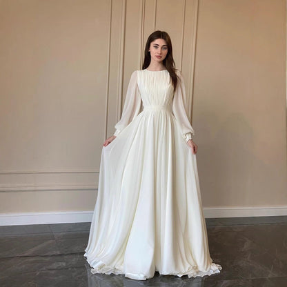Damen Maxikleid Gerafftes Oberteil Länge Lang Ärmel Norvielle - Norvielle
