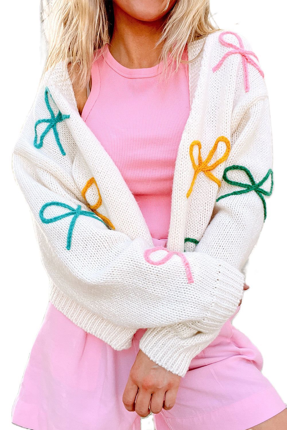 Damen Strickjacke mit Schleifenapplikationen Norvielle
