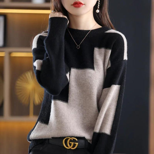 Damen Strickpullover Gemusterter Geometrisches Design Norvielle - Norvielle