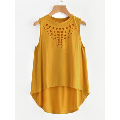 Damen Sporttop Ärmellos Dekorativer Cut-Out Asymmetrisch