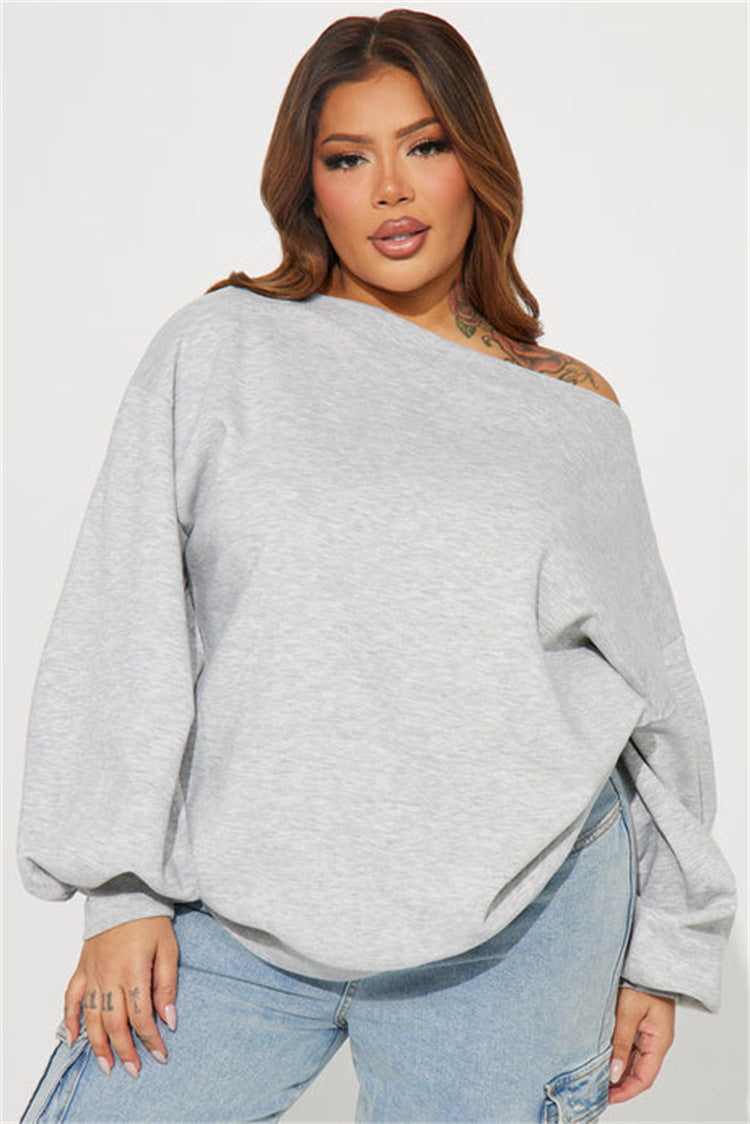 Damen Oversized Sweatpullover Asymmetrisch Norvielle