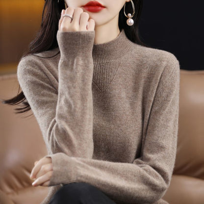 Damen Pullover Feinripp mit hohem Kragen Elegantes Design
