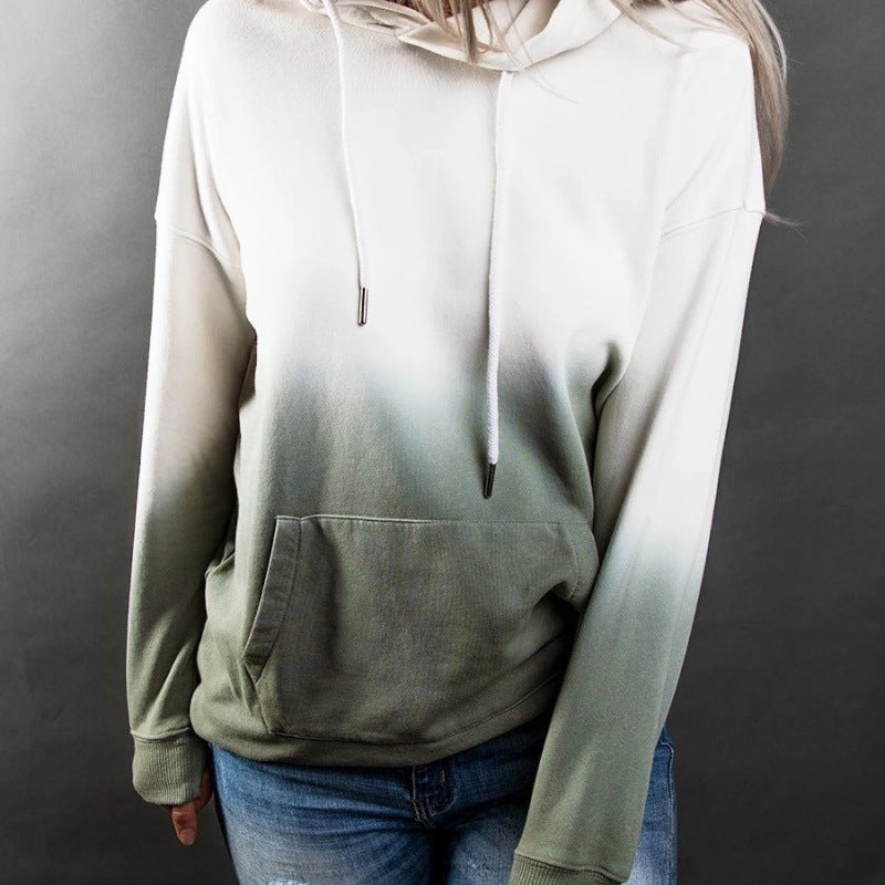 Damen Kapuzenpullover Moderner Farbverlauf Kängurutaschen