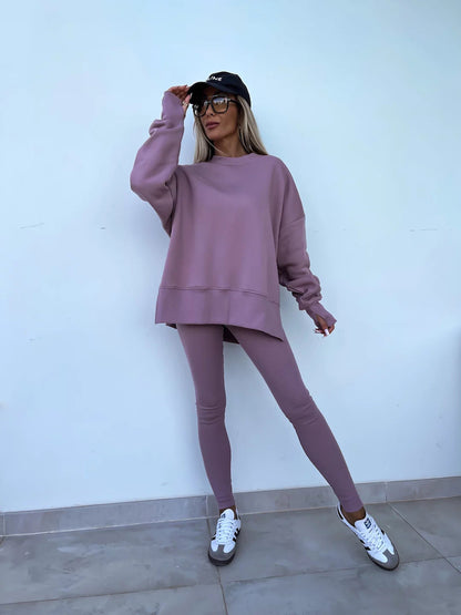 Damen Sport-Loungewear-Set mit Sweatshirt und Leggings