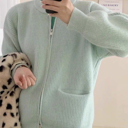 Damen Kuschelige Strickjacke Norvielle Mit Hochkragen