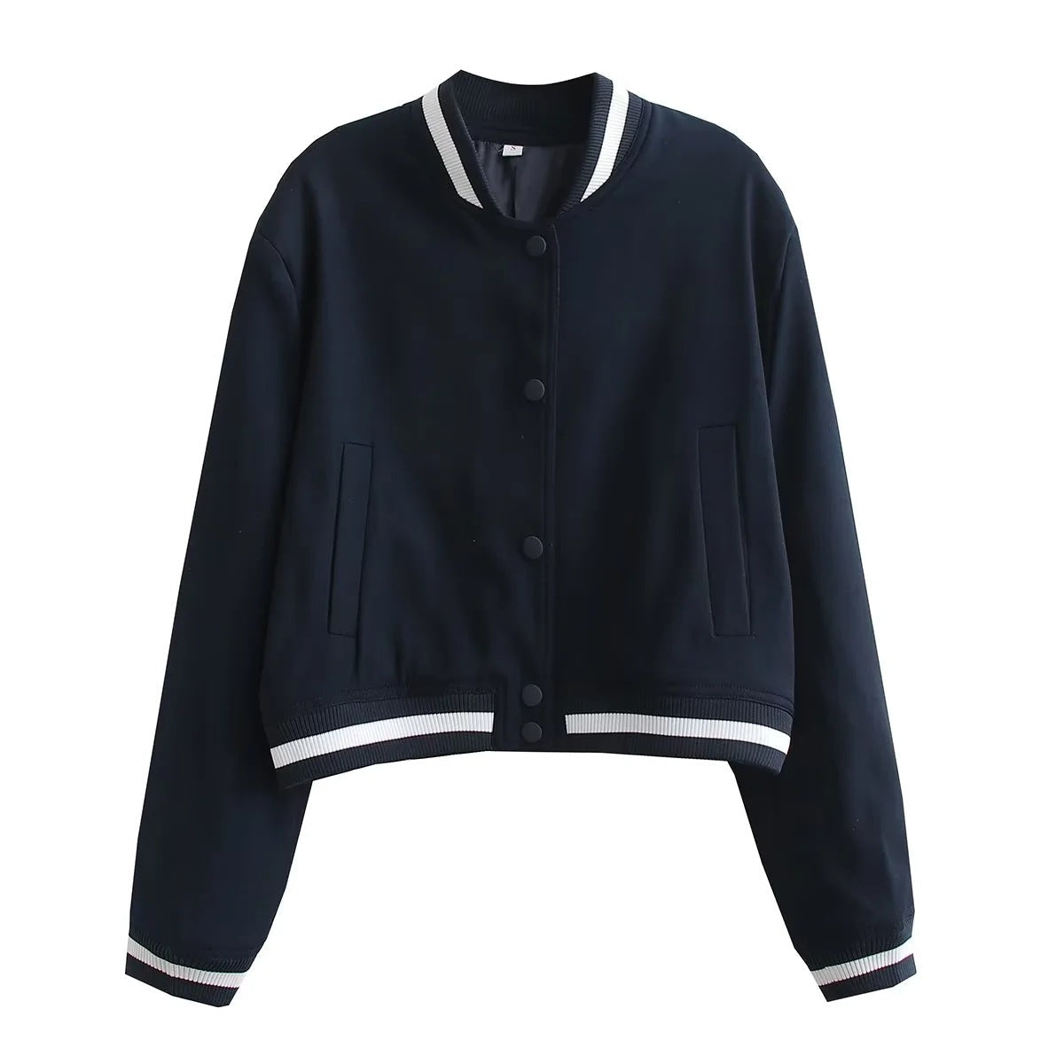 Damen Bomberjacke Kontraststrickbund Praktische Taschen Norvielle