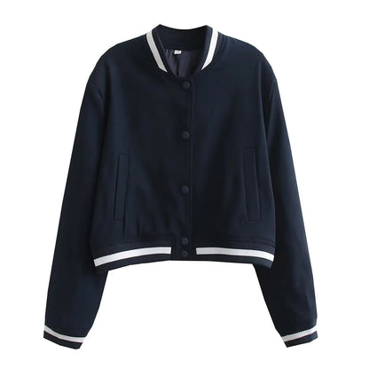 Damen Bomberjacke Kontraststrickbund Praktische Taschen Norvielle