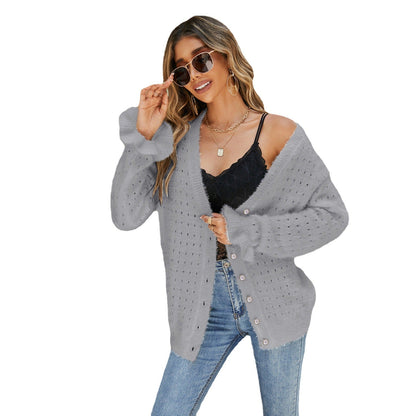 Damen Strickjacke Lochmusterung Norvielle
