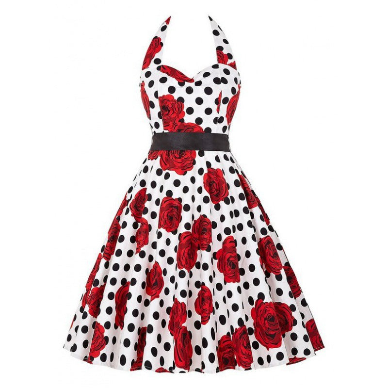 Damen Swingkleid Floralmuster Polka-Dots Norvielle