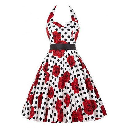 Damen Swingkleid Floralmuster Polka-Dots Norvielle