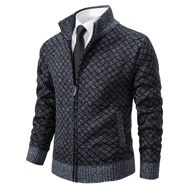 Herren Strickblazer Strukturiertes Muster Anthrazit