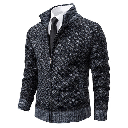 Herren Strickblazer Strukturiertes Muster Anthrazit
