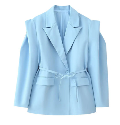 Damen Blazerjacke Tailliert Bindegürtel Norvielle