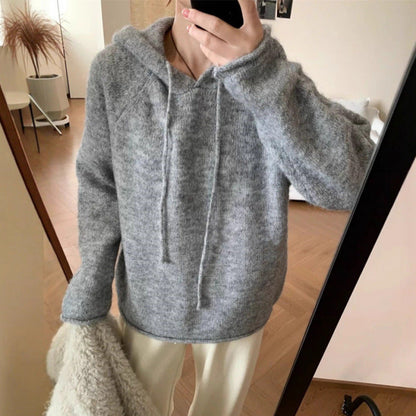 Damen Hoodie Weiches Fleece Kängurutasche Schwarz - Norvielle
