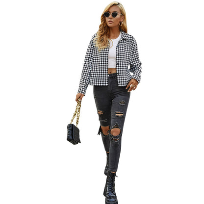 Damen Bluse mit Hahnentrittmuster Norvielle