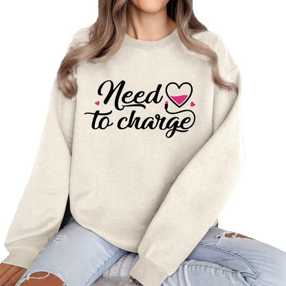 Damen Sweatshirt Herzspruch Lässig Norvielle