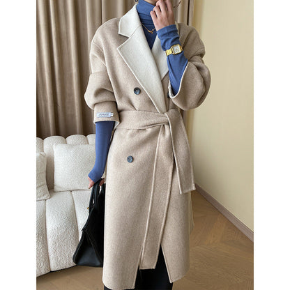 Damen Trenchcoat Doppelter Knopf Moderner Gürtel