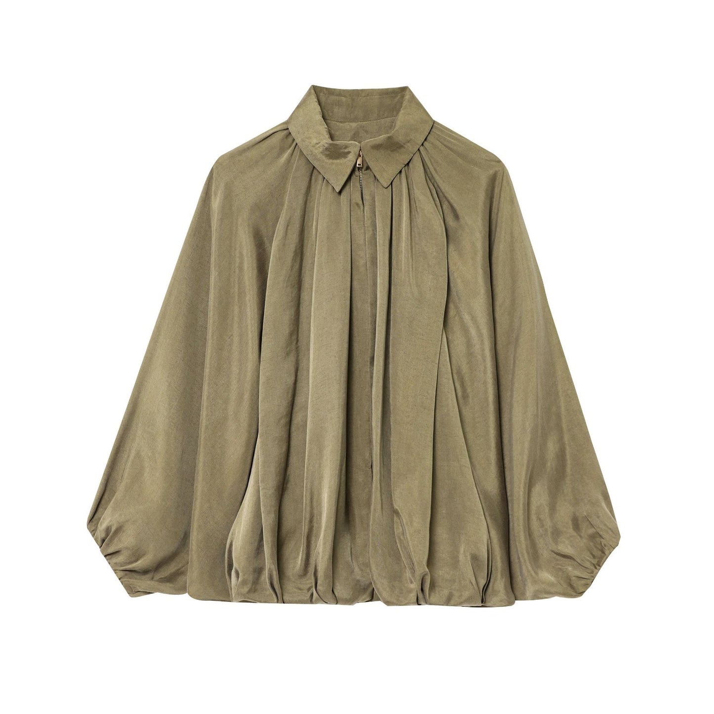 Damen Bluse Plissee Stehkragen Elegantes Design