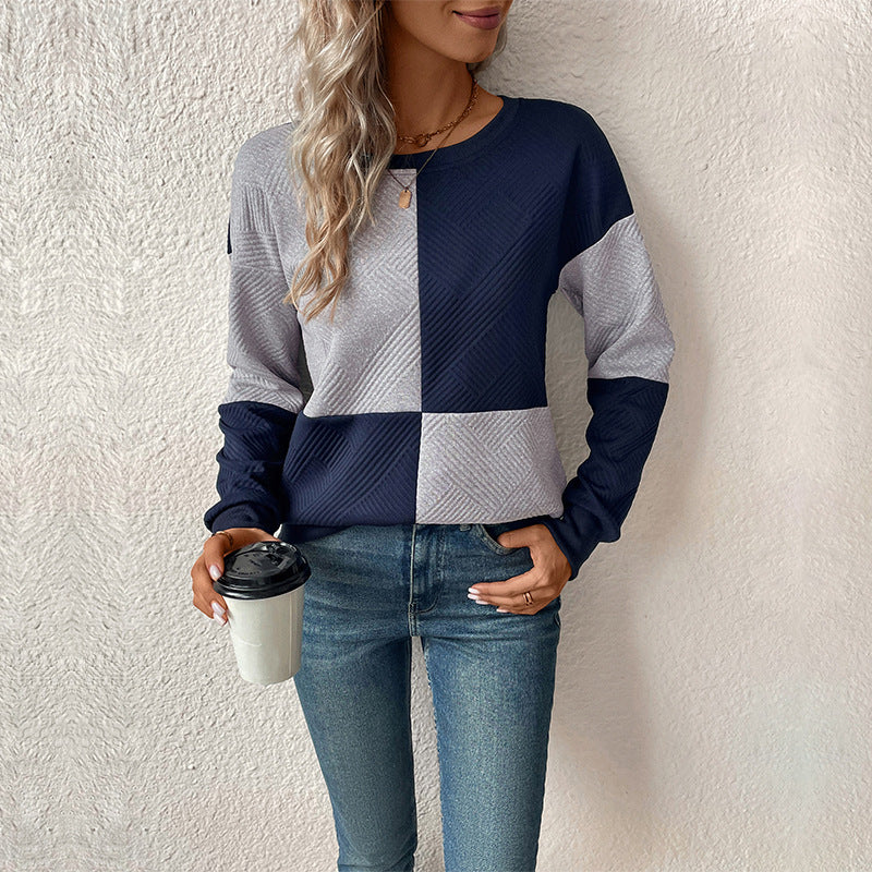 Damen Sweatshirt Blockstreifen Rundhals Norvielle