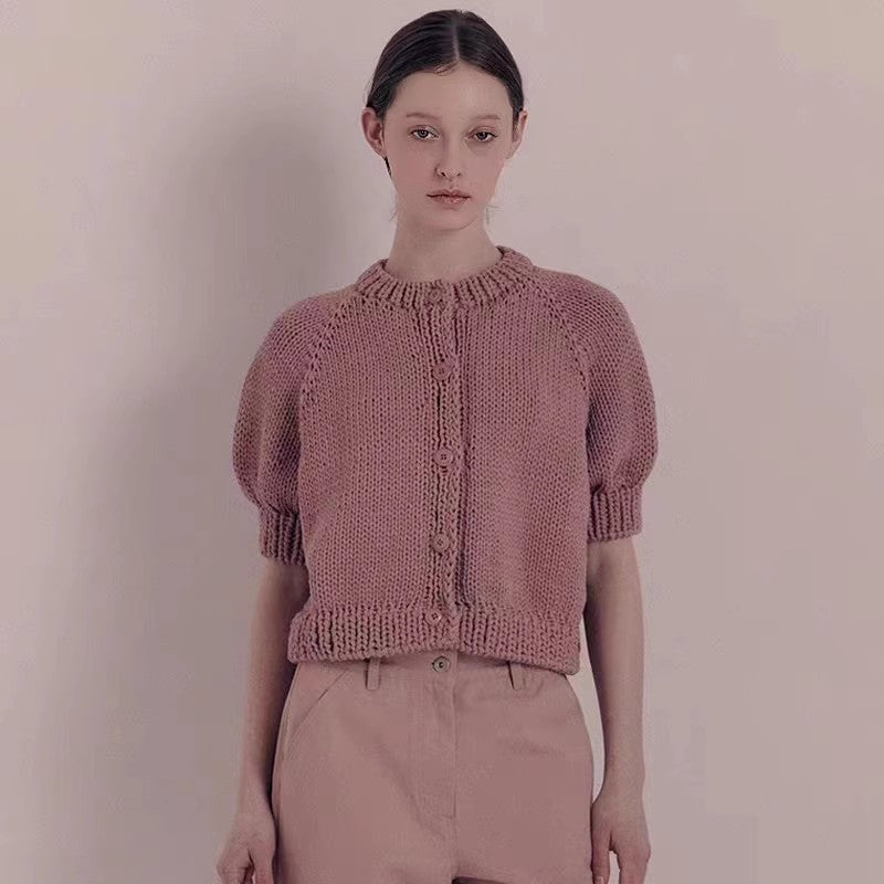 Damen Strickpullover Puffärmel Norvielle