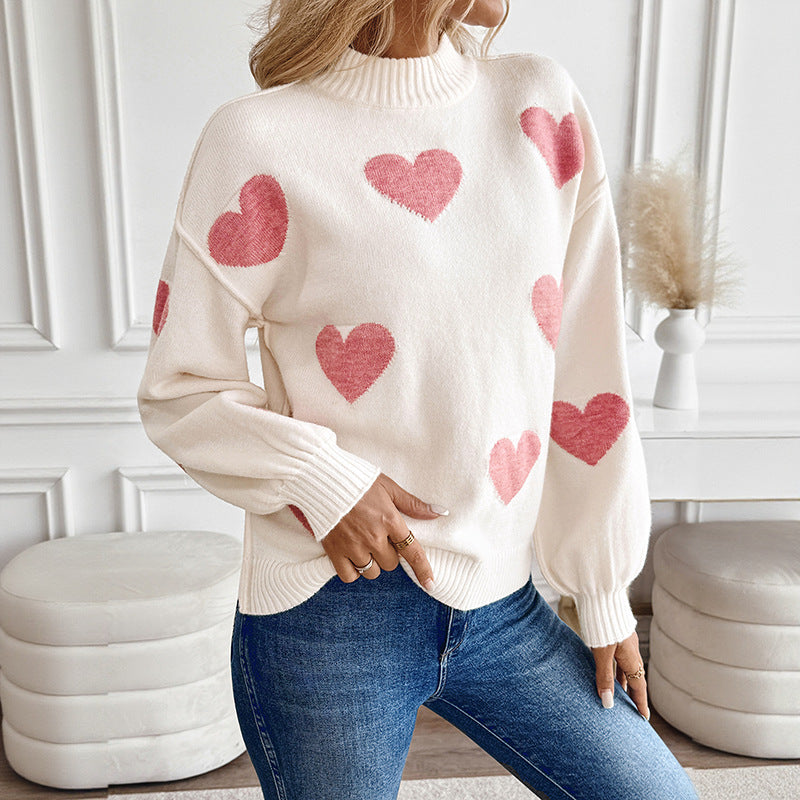 Damen Pullover Herzmotiv Norvielle