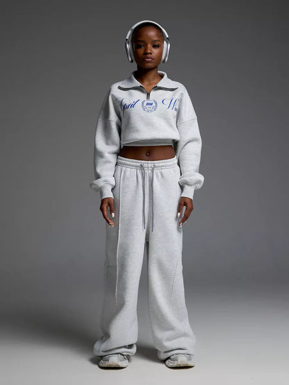 Damen Sportset Cropped Sweatshirt und Jogginghose Norvielle