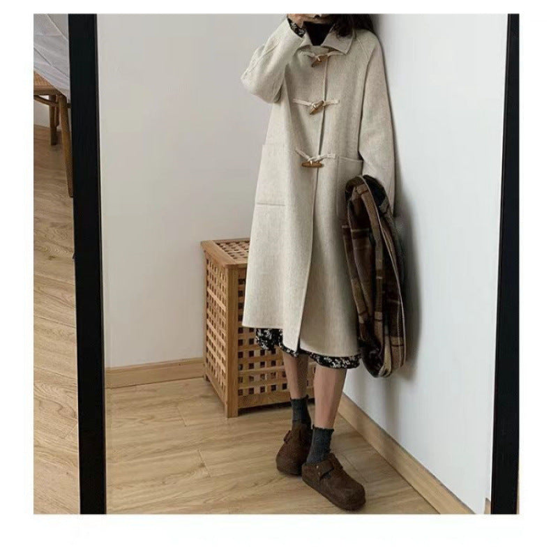Damen Dufflecoat Praktische Taschen Dekorative Holzknebel Norvielle