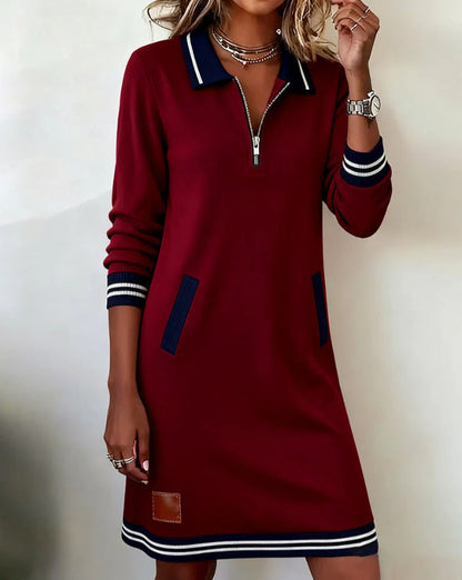 Damen Polo-Kleid Sport-Look Baumwolle Reißverschluss