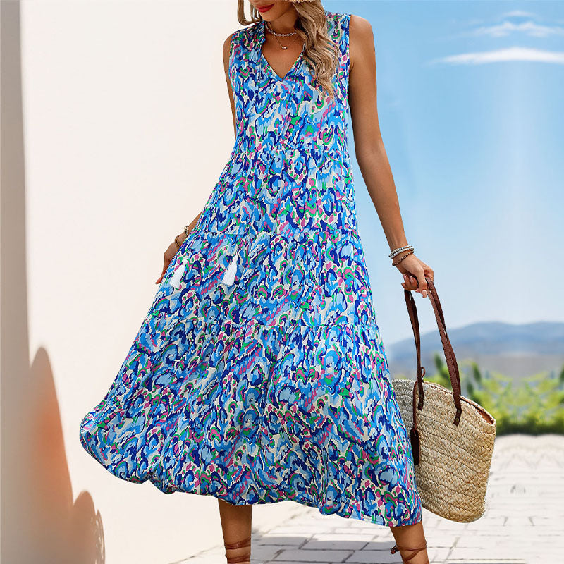 Damen Maxikleid Florales Muster Rüschendetails Norvielle