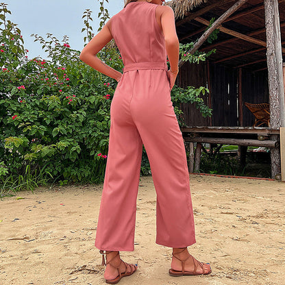 Damen Jumpsuit Bequem Taillierbarer Gürtel Norvielle