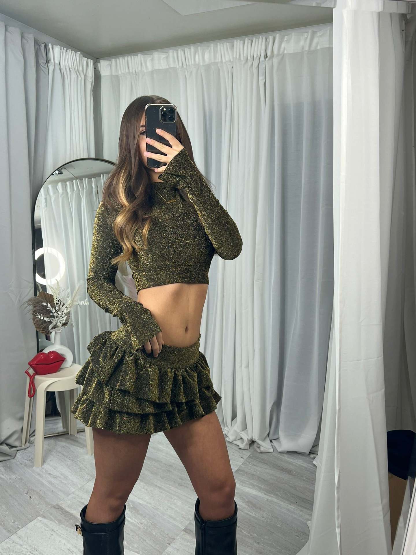 Damen Crop- und Mini-Rock Set Norvielle