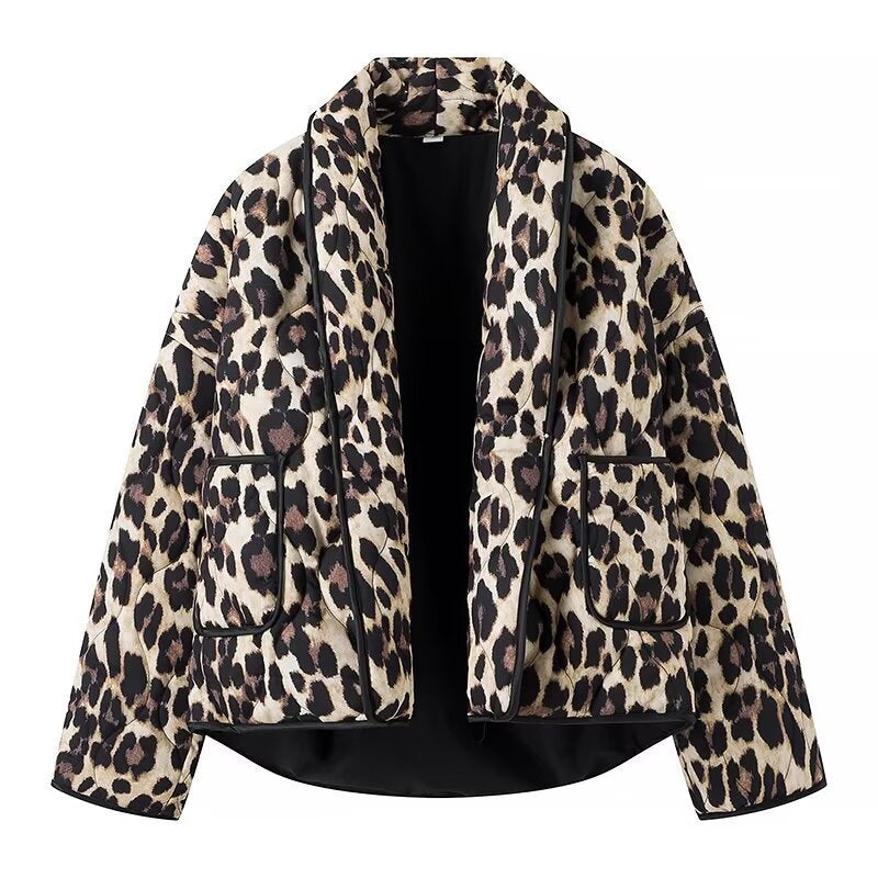 Damen Steppjacke Leo-Muster mit Taschen Norvielle - Norvielle