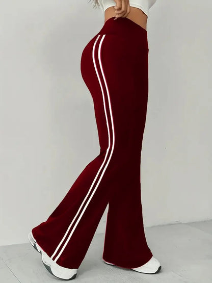 Damen Sportleggings Flared Bein Streifen