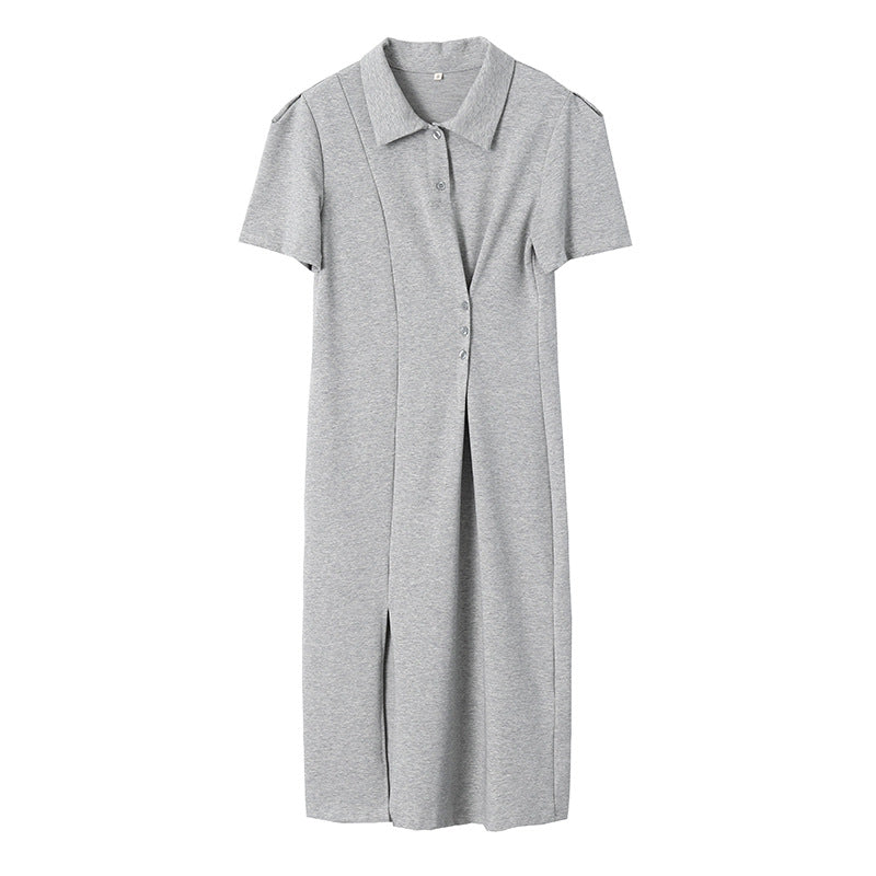 Damen Polokleid Lässig Knöpfe Asymmetrisch Norvielle