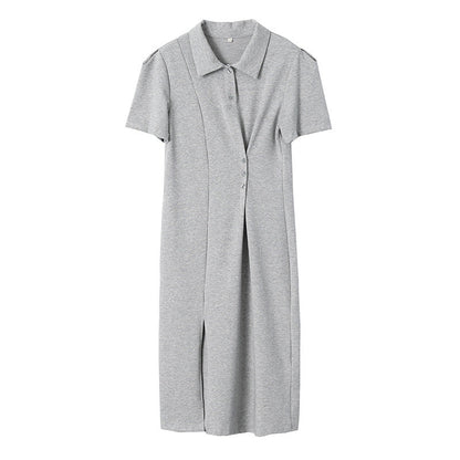 Damen Polokleid Lässig Knöpfe Asymmetrisch Norvielle