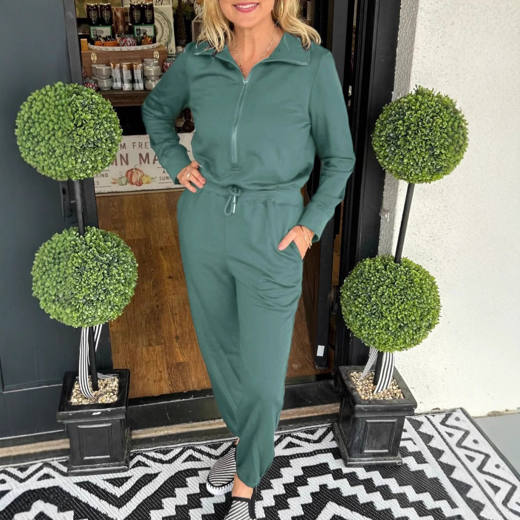 Damen Jumpsuit mit Stehkragen und Taschen Norvielle