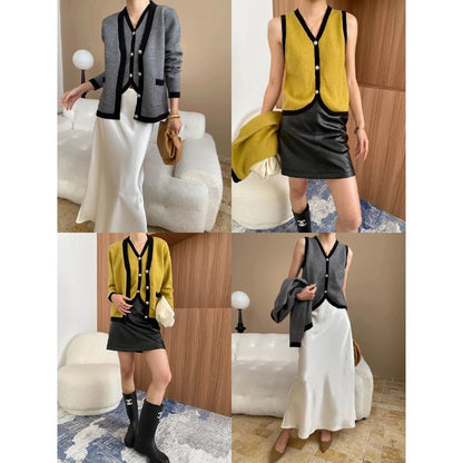 Damen Strickjacke Kuschelig Dekorative Knöpfe Beige