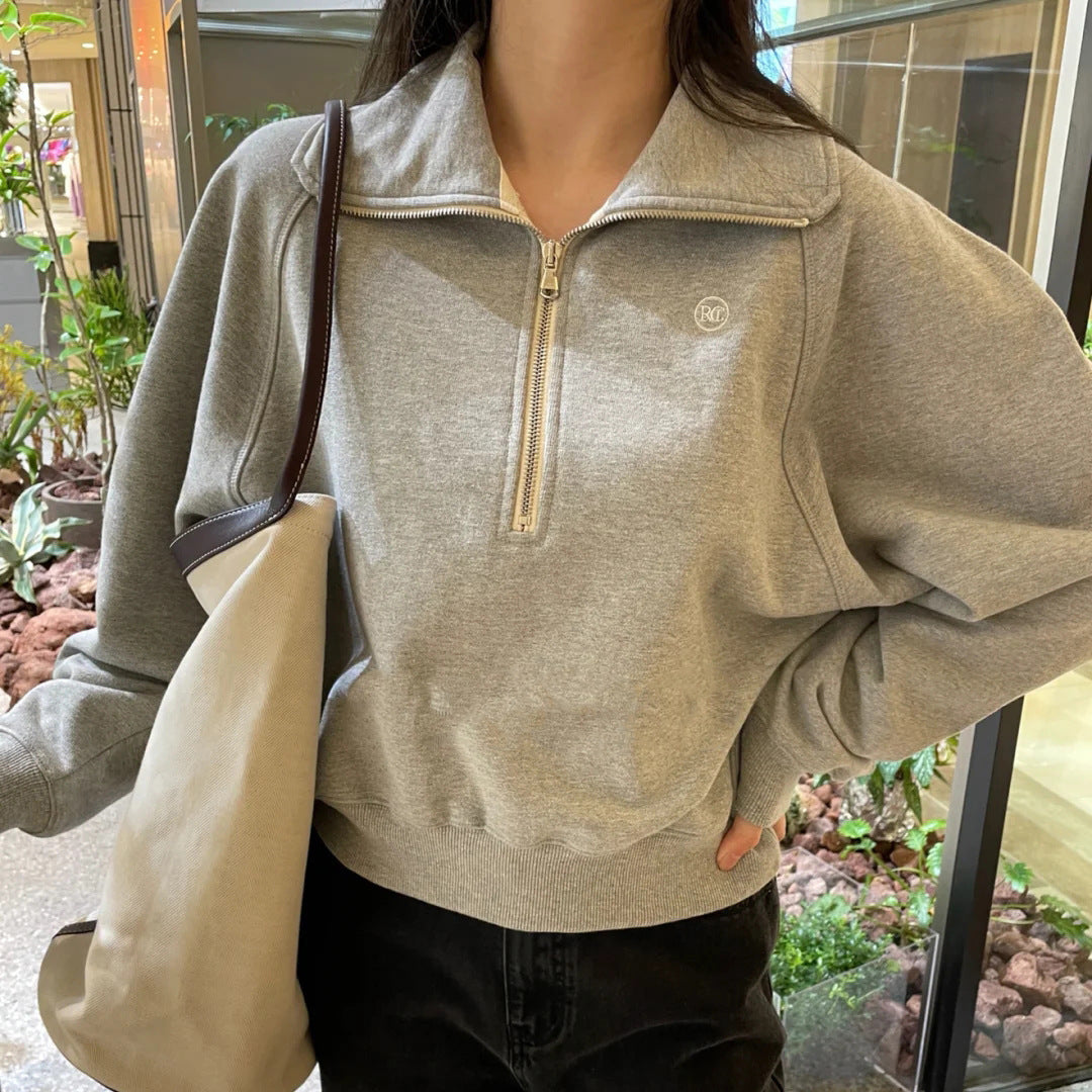 Damen Kapuzensweater Halbreißverschluss Norvielle