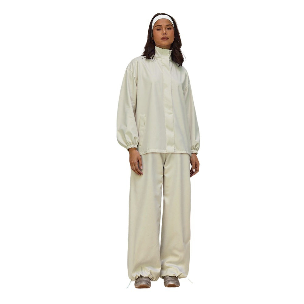 Damen Sportjacke elastische Ärmelbündchen Weite Hose Norvielle