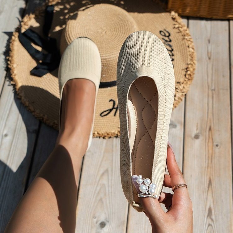 Damen Ballerinas Flexibles Obermaterial Rutschfeste Sohle