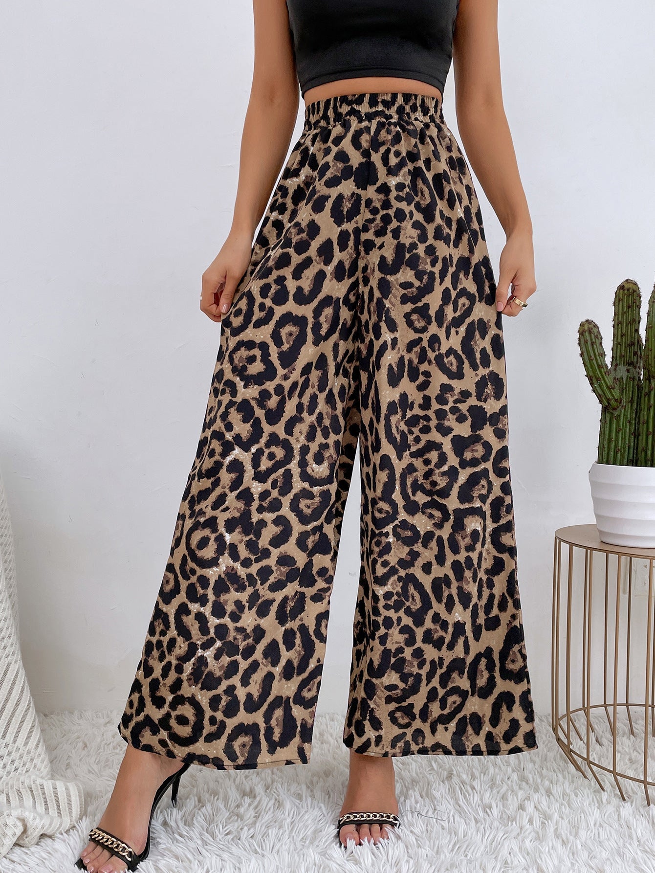 Damen Leoparden-Haremshose Elastisch
