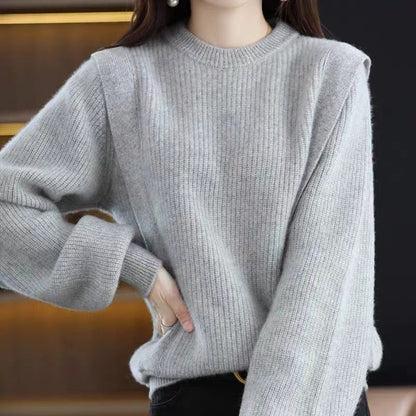 Damen Grobstrickpullover Rundhalsausschnitt